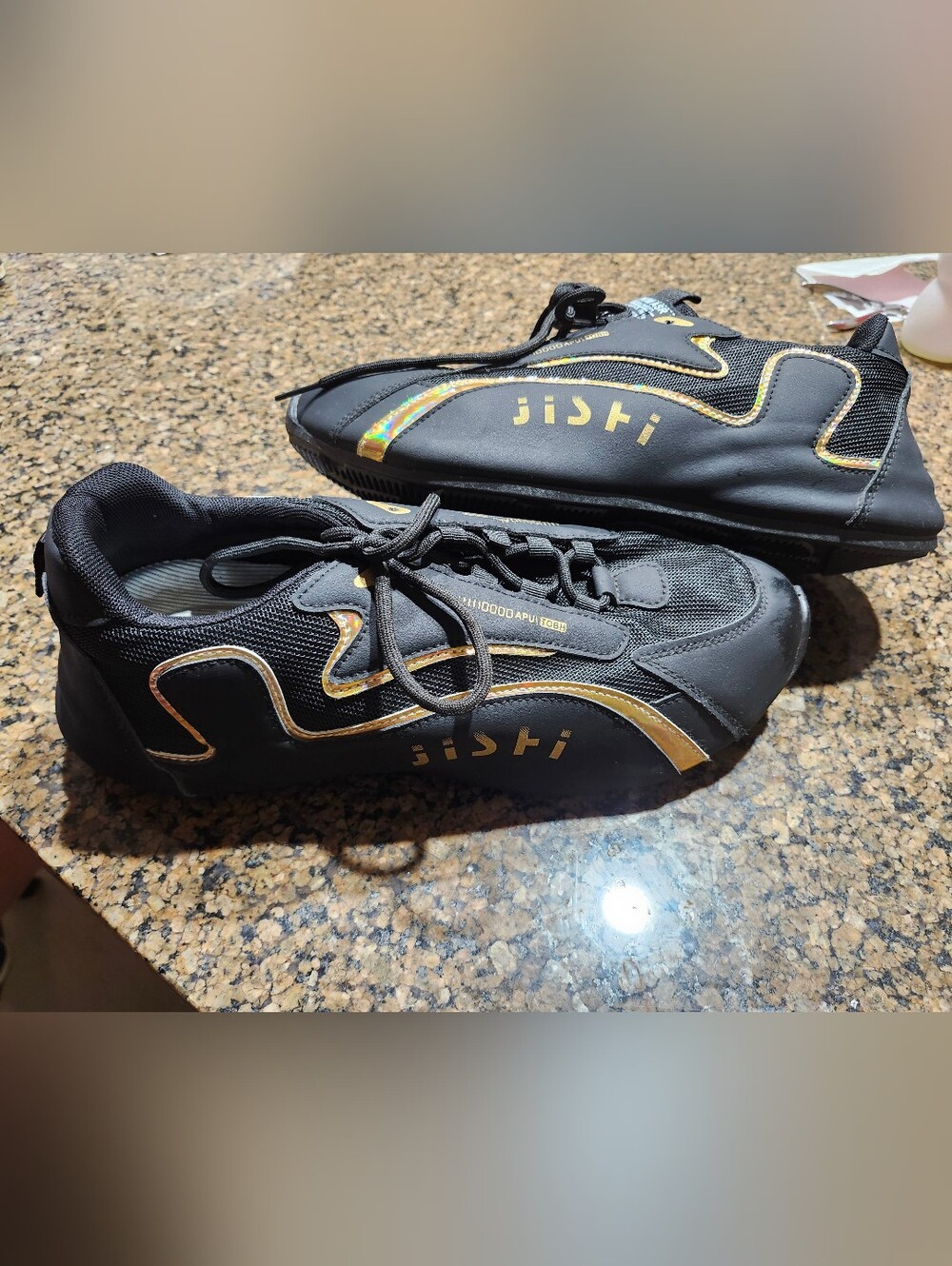 Men's Black & Gold Athletic Sneakers